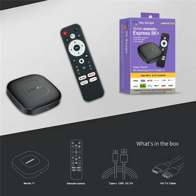 MORTAL T1 2GB+8GB TV Box Android13 Allwinner H313 Dual Band Wifi+Bluetooth-compatible Media Player