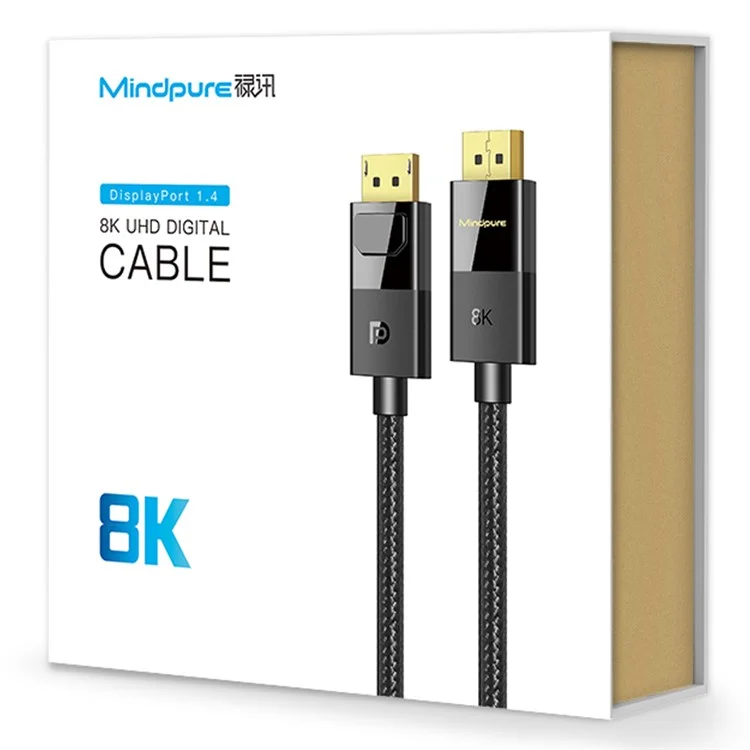 Mindpure DP002 1m Displayport 1.4 Câble 32.4 Gops 8k 60Hz dp à dp Mâle à Mâle Fil