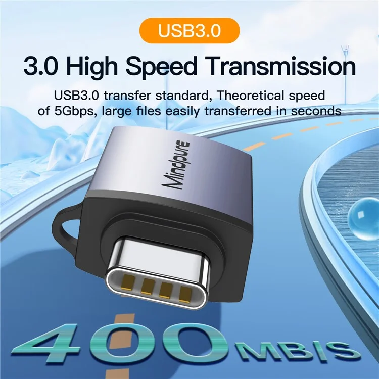 Mindpure USB 3.2 Gen2 / Adaptateur OTG de Convertisseur Type-C Avec Longe Anti-défaite - AD56 / Type-C à USB
