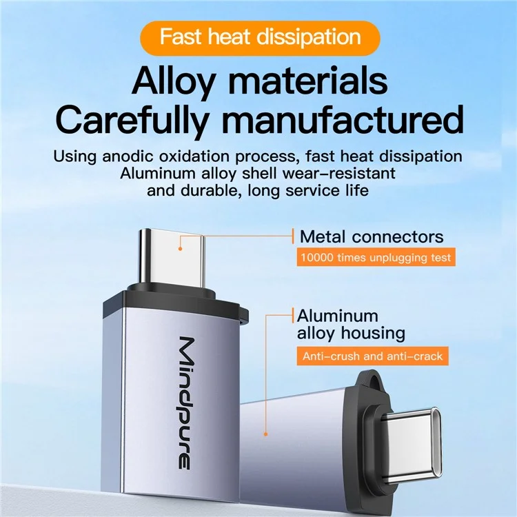 Mindpure USB 3.2 Gen2 / Adaptateur OTG de Convertisseur Type-C Avec Longe Anti-défaite - AD56 / Type-C à USB
