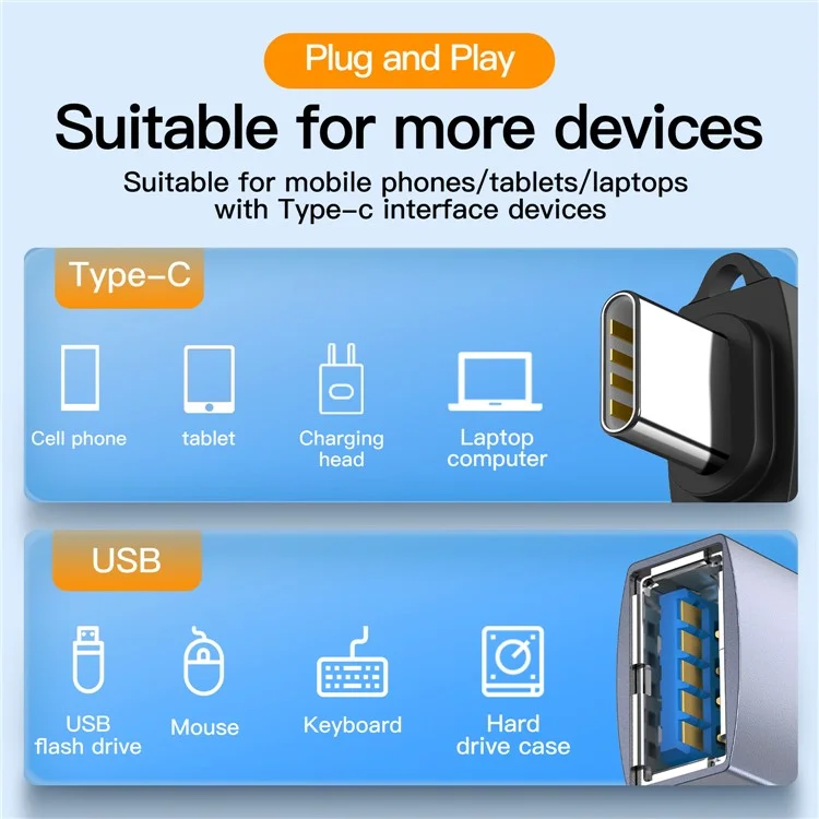 Mindpure USB 3.2 Gen2 / Adaptateur OTG de Convertisseur Type-C Avec Longe Anti-défaite - AD56 / Type-C à USB