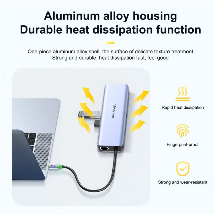 MINDPURE HU012 Stazione di aggancio multifunzione 11 in 1 per laptop, USB-C Hub, USB3.0x3+3.5mm AV+PD+HDx2+VGA+SD+TF+RJ45