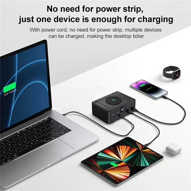 818d Affichage Numérique 3 Type-C + 2 USB 190W High Power Desktop Charger Support Qi Charge Sans Fil - Plug