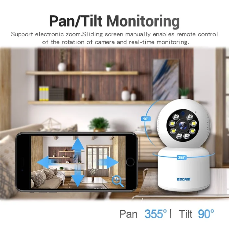 ESCAM PT300 Motion Detection Two-Way Audio Night Vision 1080P Home Security WiFi Camera - EU Plug