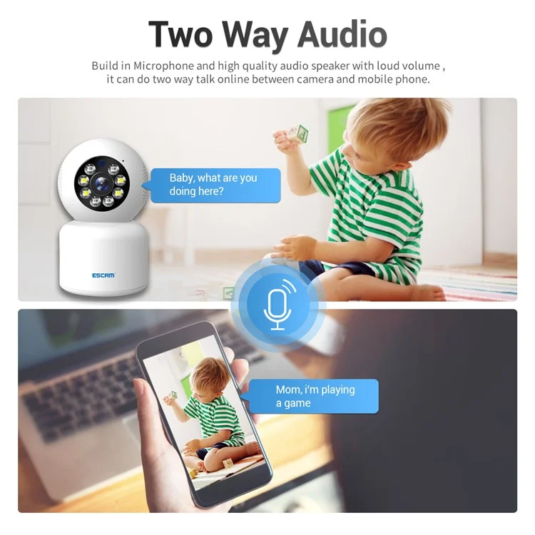 ESCAM PT300 Motion Detection Two-Way Audio Night Vision 1080P Home Security WiFi Camera - EU Plug