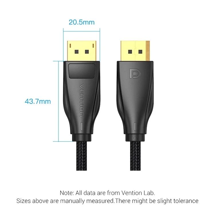 VENTION HCCBI 3m DP Cord 8K / 60Hz 4K / 144Hz DisplayPort Male to DisplayPort Male Cable
