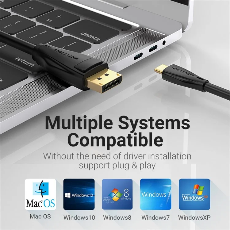 VENTION CGYBG CGY Series 1.5m Type-C to DP Cable 8K USB-C to DisplayPort Adapter Screen Synchronization for Laptop PC