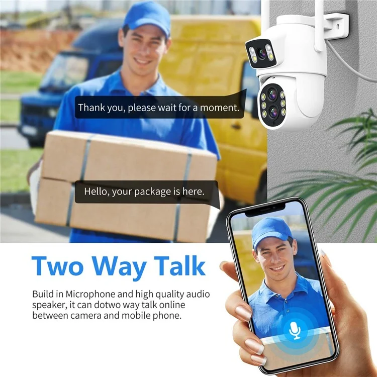 ESCAM QF500 5+5MP Dual Lens HD WiFi Camera Motion Detection Two-Way Audio Waterproof Security Camera - US Plug