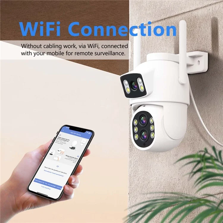 ESCAM QF500 5+5MP Dual Lens HD WiFi Camera Motion Detection Two-Way Audio Waterproof Security Camera - US Plug