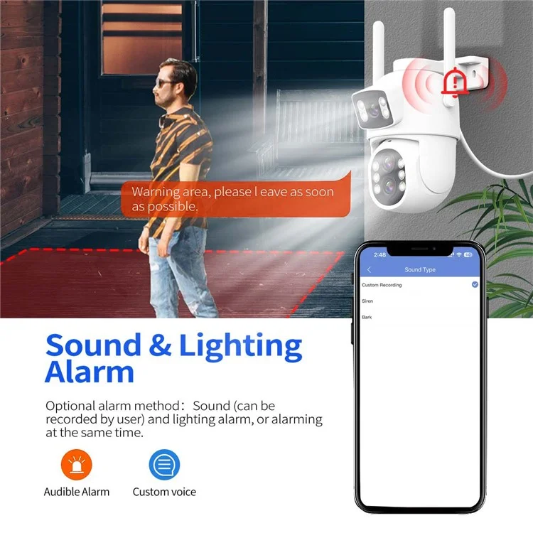 ESCAM QF500 5+5MP Dual Lens HD WiFi Camera Motion Detection Two-Way Audio Waterproof Security Camera - US Plug