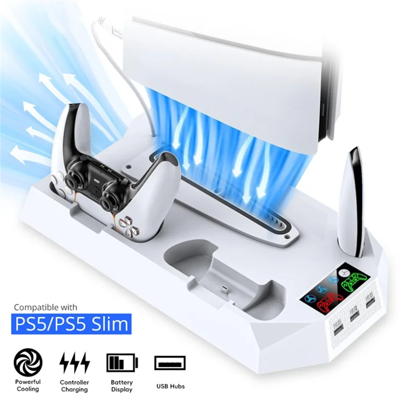 DATA FROG For Sony PS5 Slim /  PlayStation 5 Optical Drive / Digital Version Game Console Cooling Stand Charging Base - Black