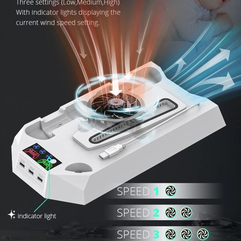 DATA FROG For Sony PS5 Slim /  PlayStation 5 Optical Drive / Digital Version Game Console Cooling Stand Charging Base - Black