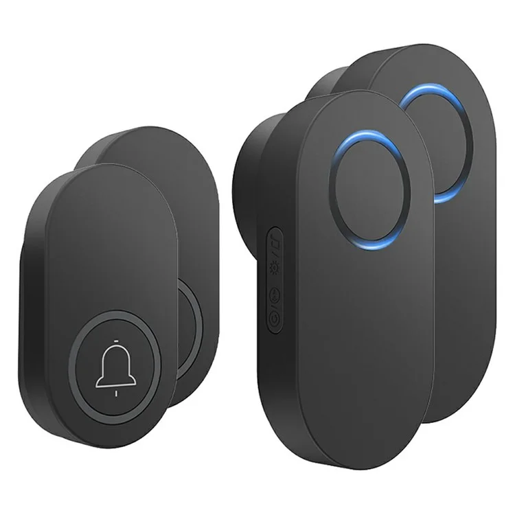 Ml008-b-22uk 60 Melodien Drahtlose Selbstbetriebene Türklingel Ring UK Stecker / Schwarz, 2 Sender + 2 Empfänger