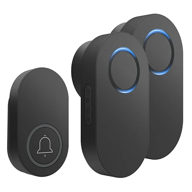 ML008-B-12UK 60 Melodies Wireless Self-Powered Doorbell Ring UK Plug / Black, 1 Transmitter + 2 Receiver
