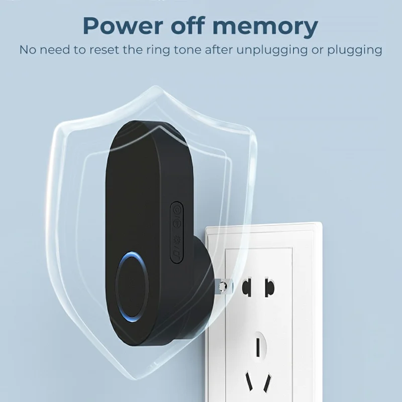 ML008-B-11US 60 Melodies Wireless Self-Powered Doorbell Ring US Plug  /  Black, 1 Transmitter + 1 Receiver