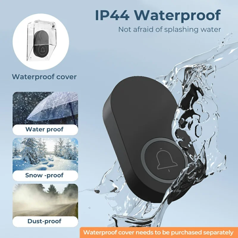 ML008-B-11US 60 Melodies Wireless Self-Powered Doorbell Ring US Plug  /  Black, 1 Transmitter + 1 Receiver