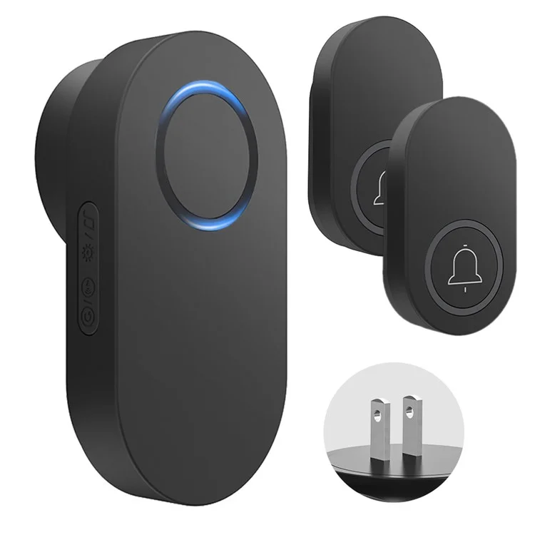 ML008-B-21US 60 Melodies Wireless Self-Powered Doorbell Ring US Plug / Black, 2 Transmitter + 1 Receiver