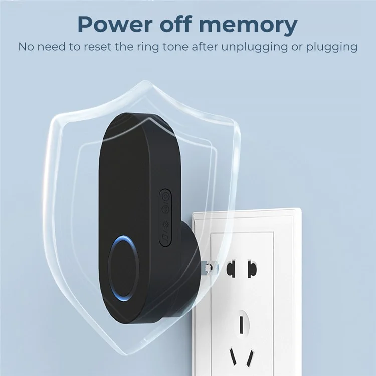 ML008-B-21US 60 Melodies Wireless Self-Powered Doorbell Ring US Plug / Black, 2 Transmitter + 1 Receiver
