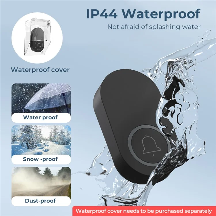 ML008-B-21US 60 Melodies Wireless Self-Powered Doorbell Ring US Plug / Black, 2 Transmitter + 1 Receiver