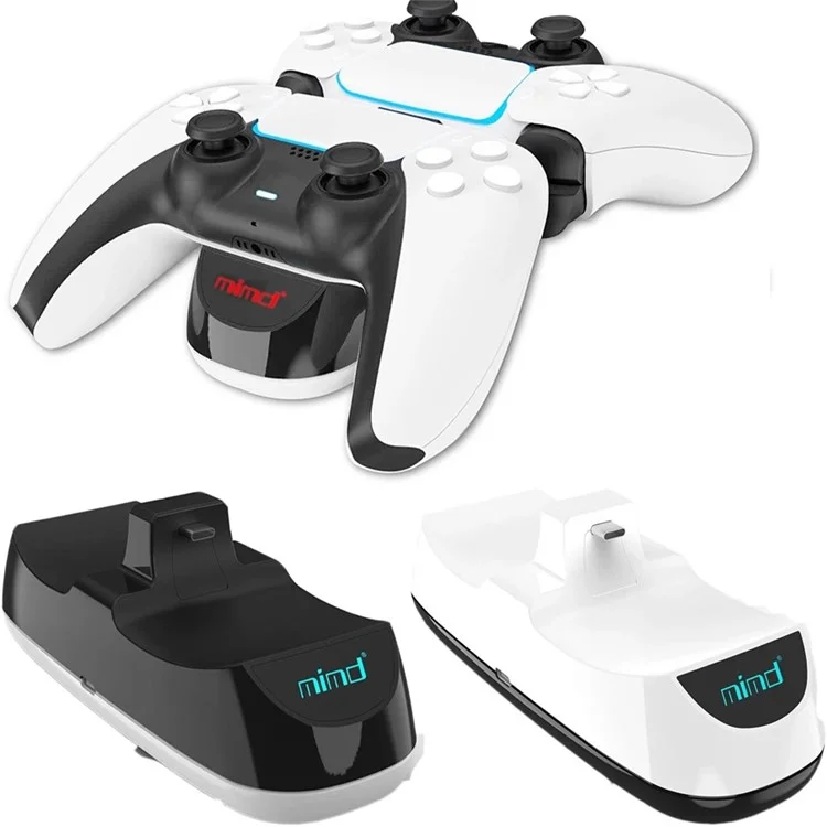 Dual-USB-Ladestation mit LED-Anzeige für PS5-Spielekonsole - Schwarz