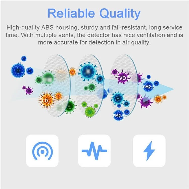 Detector de calidad del aire Tuya WiFi de 6 en 1 PM2.5/Formaldehído/VOC/CO2/Temperatura/Humedad