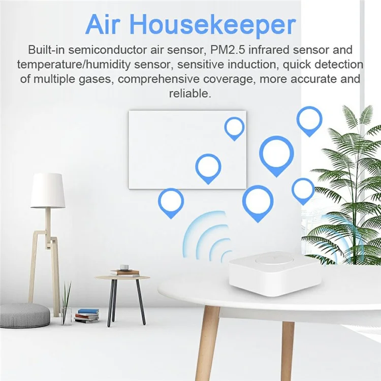 Detector de calidad del aire Tuya WiFi de 6 en 1 PM2.5/Formaldehído/VOC/CO2/Temperatura/Humedad