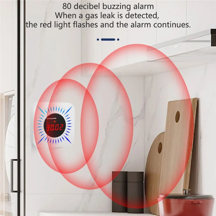 Tuya Smart Zigbee Gas and Carbon Monoxide Detector 80dB Alarm CO Level Sensor
