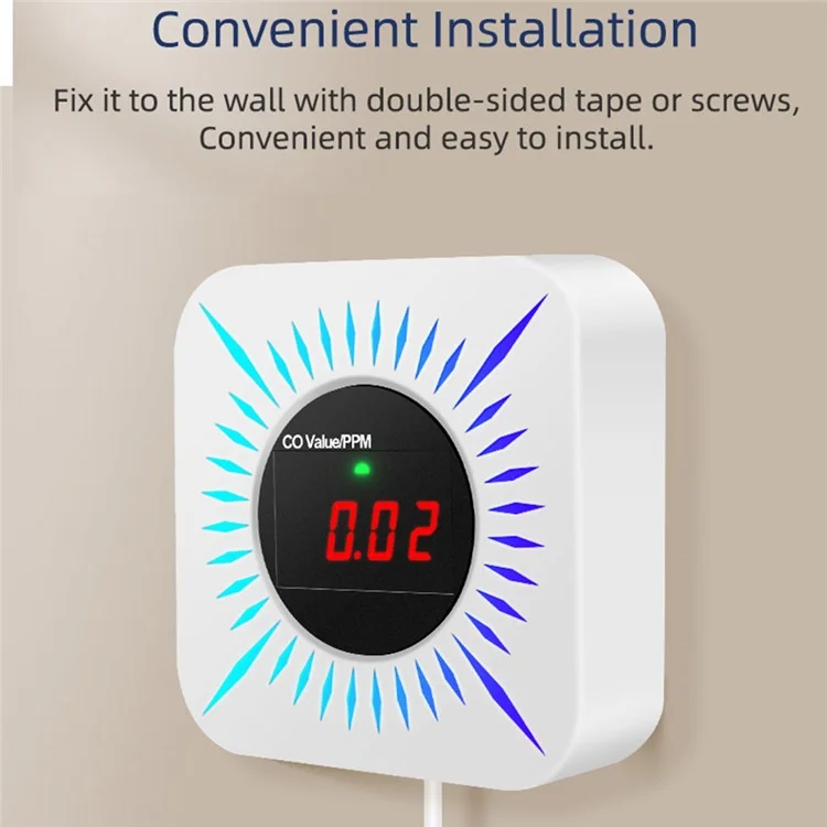 Tuya Smart Zigbee Gas and Carbon Monoxide Detector 80dB Alarm CO Level Sensor