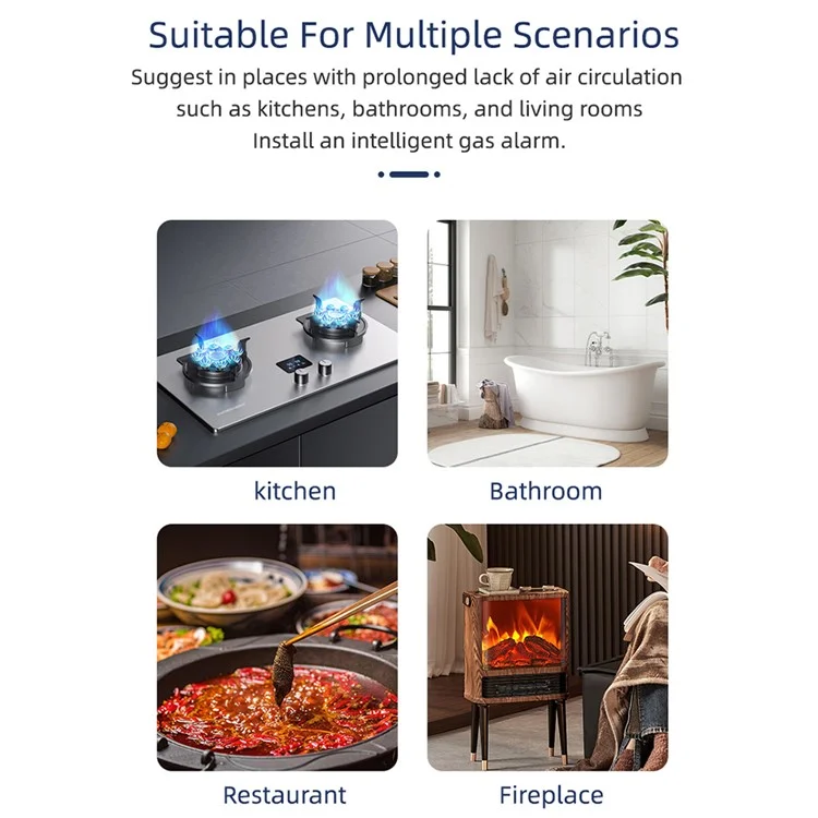 Tuya Smart WLAN-Gas- und Kohlenmonoxid-Detektor mit 80 dB Alarm und CO-Pegelsensor