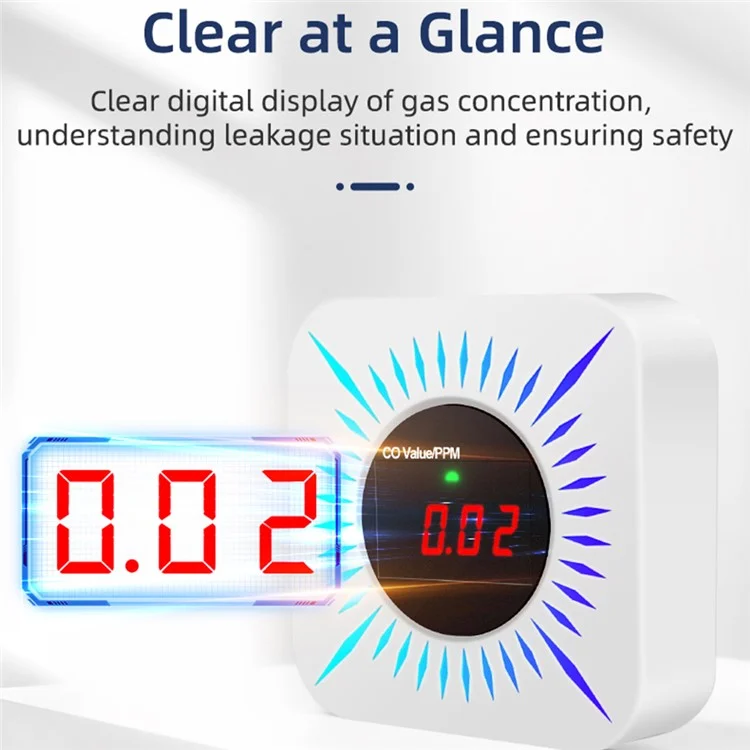 Tuya Smart WLAN-Gas- und Kohlenmonoxid-Detektor mit 80 dB Alarm und CO-Pegelsensor