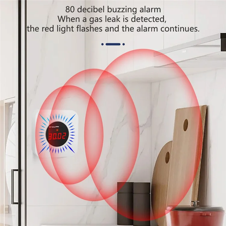 Tuya Smart WLAN-Gas- und Kohlenmonoxid-Detektor mit 80 dB Alarm und CO-Pegelsensor