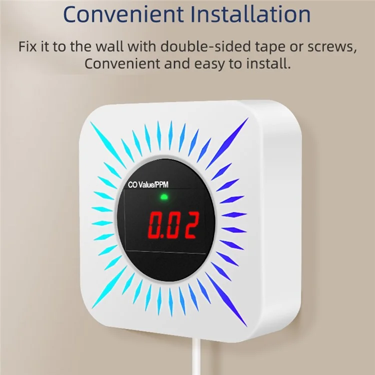 Tuya Smart WLAN-Gas- und Kohlenmonoxid-Detektor mit 80 dB Alarm und CO-Pegelsensor