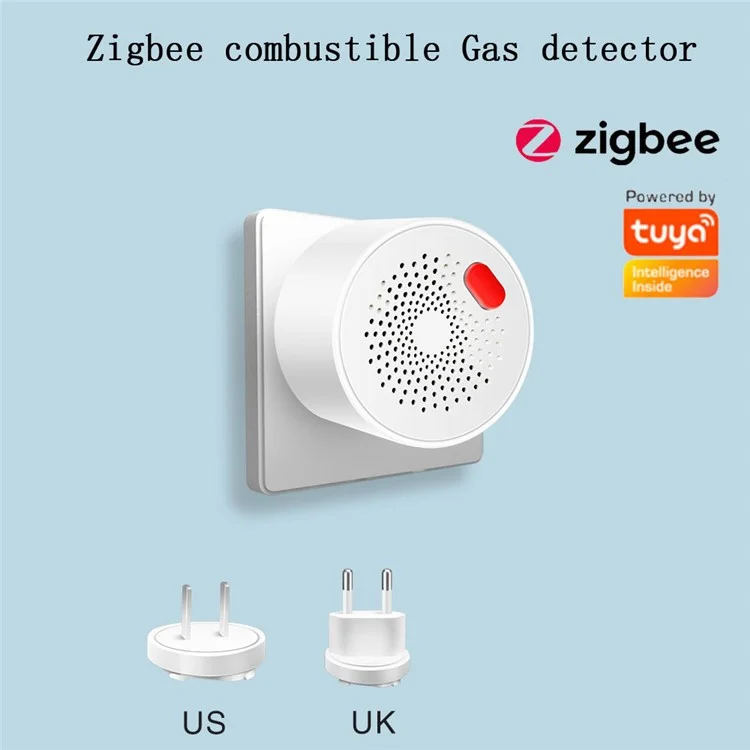 Zigbee Smart Gas-Detektor mit Echtzeit-Überwachung, App-Steuerung, 70 dB Alarm und Naturgas-Leckagesensor - EU-Stecker