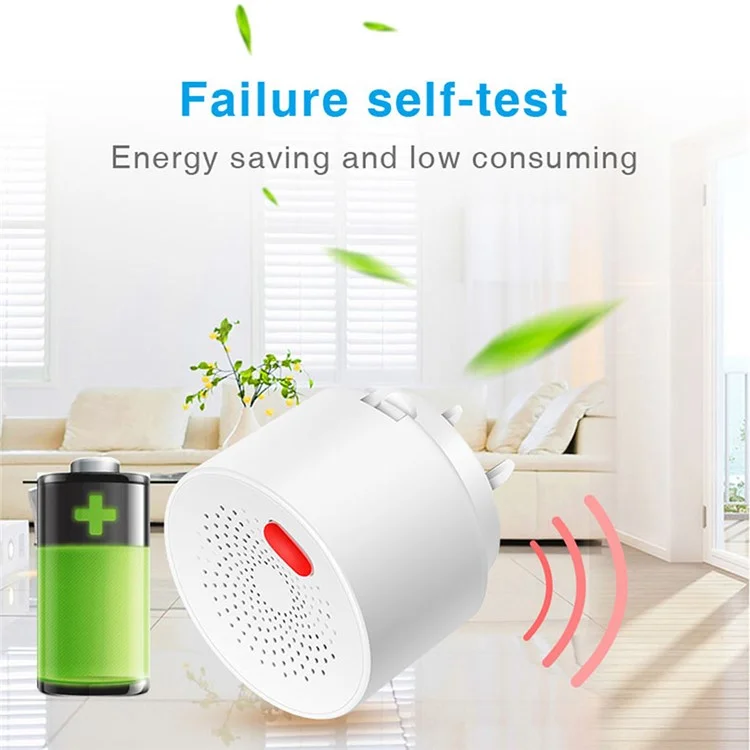Tuya Smart WiFi + Bluetooth-compatible Dual Mode Gas Detector 70dB Natural Gas Leak Alarm - US Plug