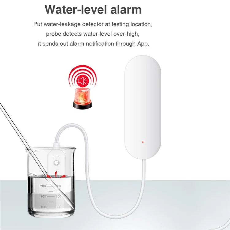Rilevatore di perdite d'acqua intelligente Wifi+Bluetooth Modalità dual mode Allarme perdite supporta assistente vocale