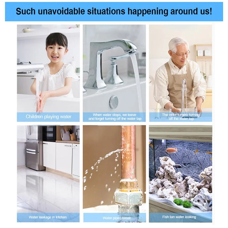 Rilevatore di perdite d'acqua intelligente Wifi+Bluetooth Modalità dual mode Allarme perdite supporta assistente vocale