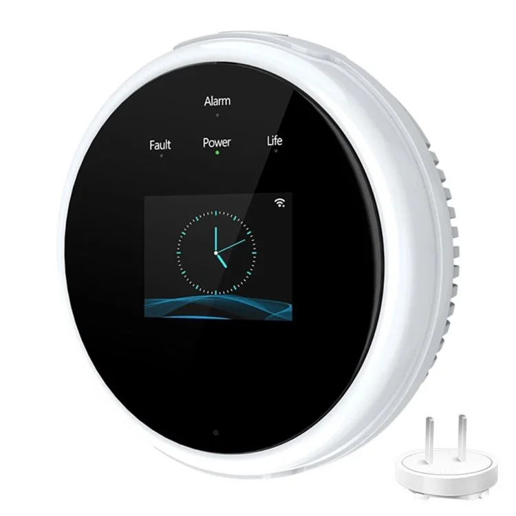 Détecteur de fuite de gaz naturel Tuya WiFi avec affichage de la température, alarme intelligente pour la sécurité de la maison - Prise US
