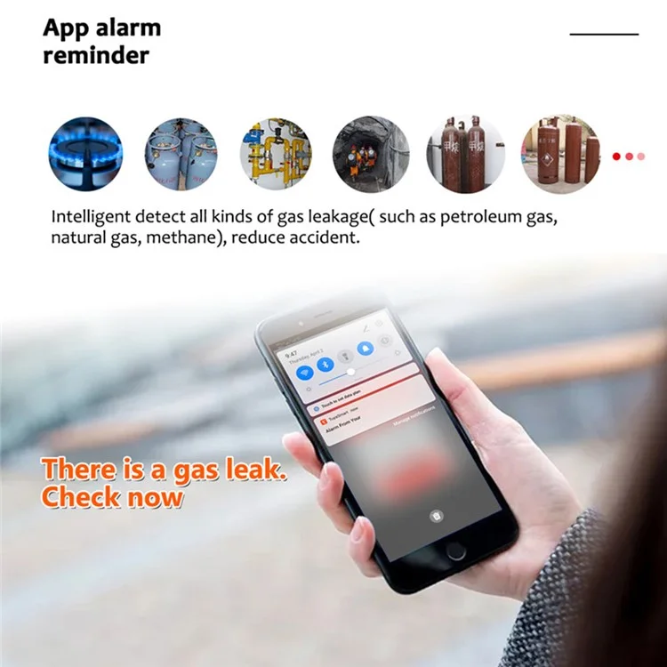 Détecteur de fuite de gaz naturel Tuya WiFi avec affichage de la température, alarme intelligente pour la sécurité de la maison - Prise US
