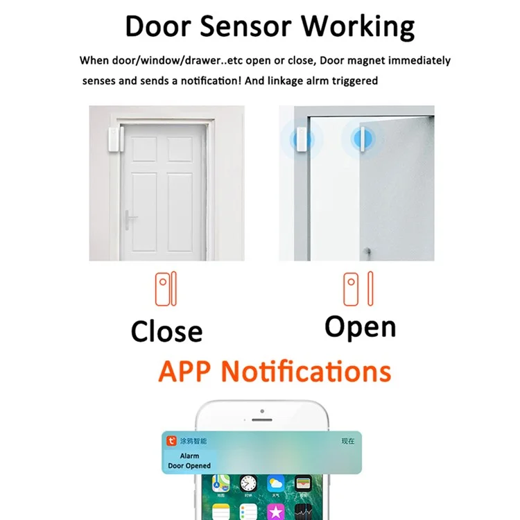 Tuya Smart Zigbee Vibration Sensor Door Magnetic Two-In-One Smart Home Vibration Sensor