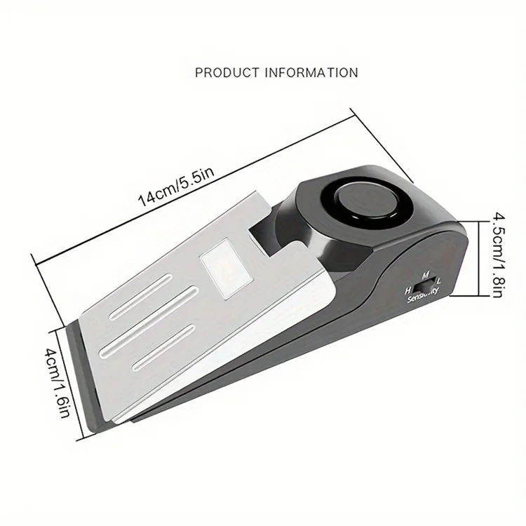 ABS + Stainless Steel Smart Door Stopper 120dB Anti-Theft Alarm for Hotel Home Office