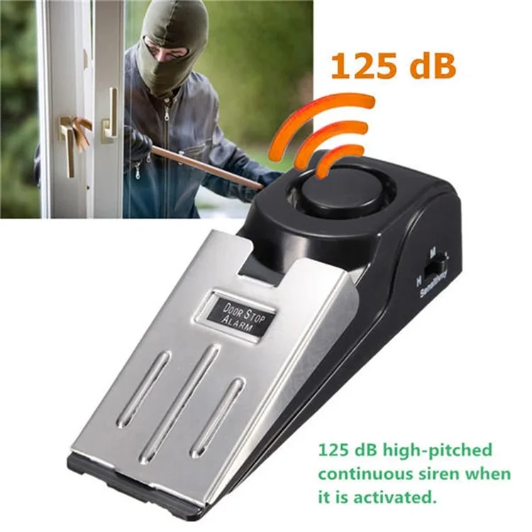 ABS + Stainless Steel Smart Door Stopper 120dB Anti-Theft Alarm for Hotel Home Office