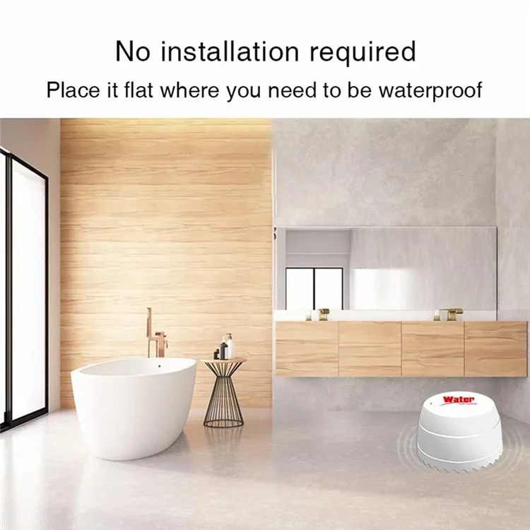 Rilevatore di perdite d'acqua WiFi Tuya, sensore di allagamento, monitoraggio remoto, allarme di inondazione, allarme di sicurezza per tracimazione.