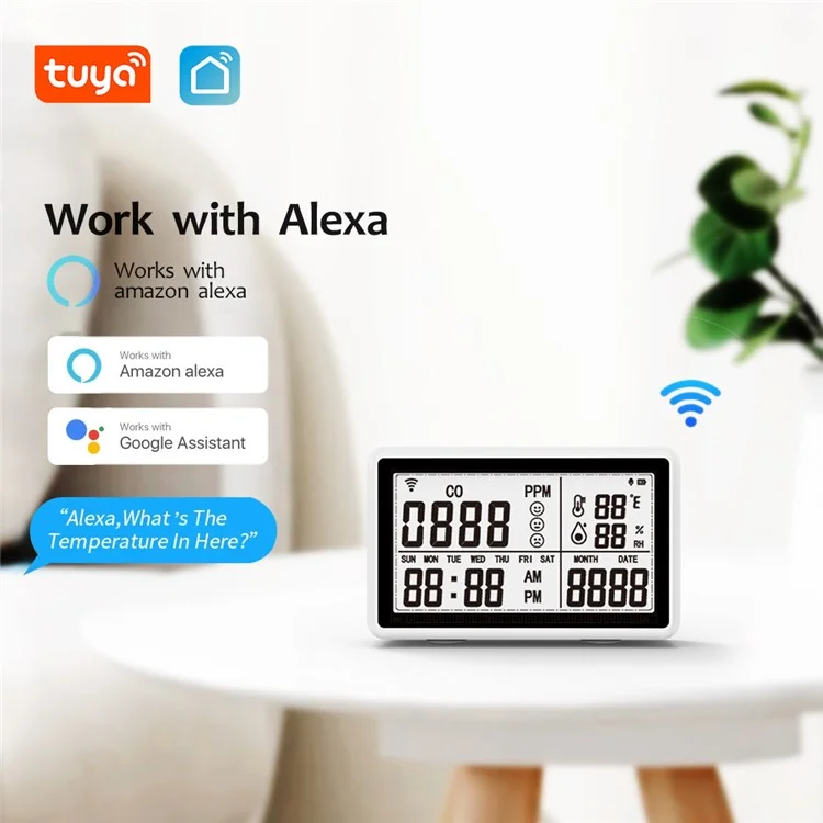 Tuya WiFi 3-in-1 Carbon Monoxide Temperature Humidity Detector CO Alarm Device