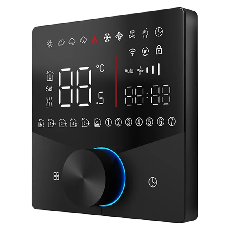 BHT-009GALW Termostato intelligente WiFi con controllo dell'app Tuya, display LCD, programmabile settimanalmente, regolatore digitale della temperatura - Nero