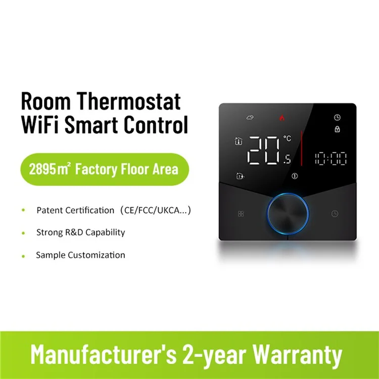 BHT-009GALW Termostato intelligente WiFi con controllo dell'app Tuya, display LCD, programmabile settimanalmente, regolatore digitale della temperatura - Nero