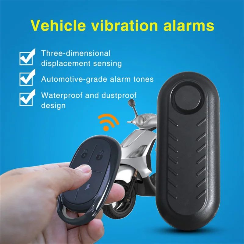 Bicycle Alarm IP55 Waterproof Motorcycle Anti-Theft Vibration Detection Remote Control Alarm