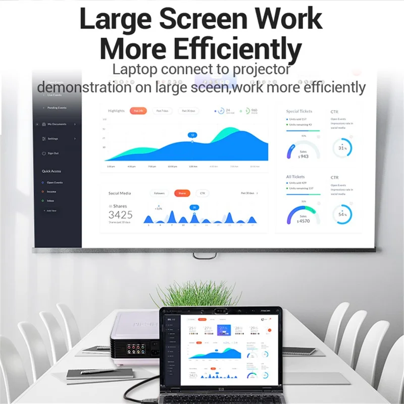 VENTION HBLBG 1.5m DP to VGA Conversion Cable 1080P 60Hz HD Video Cord - Black