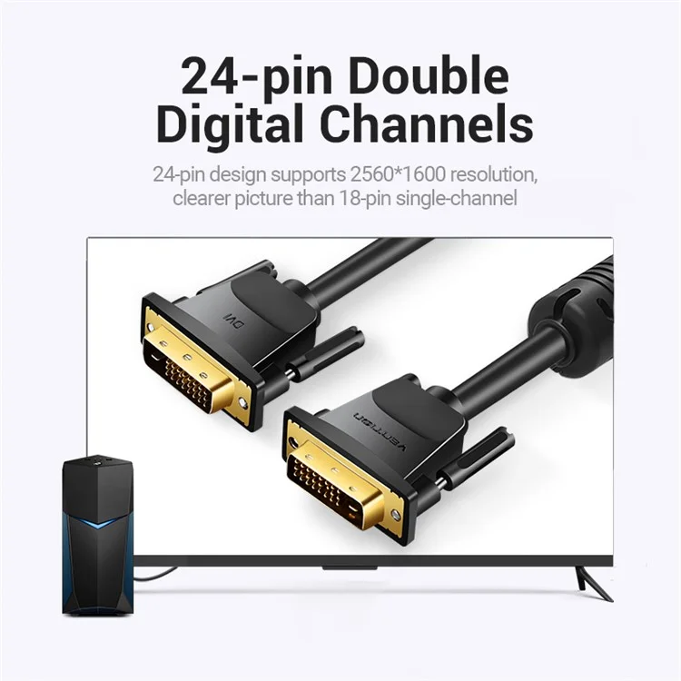VENTION EAABF 1m 2K 60Hz 24+1 DVI to DVI Kabel, vergoldeter Adapter, männlich zu männlich