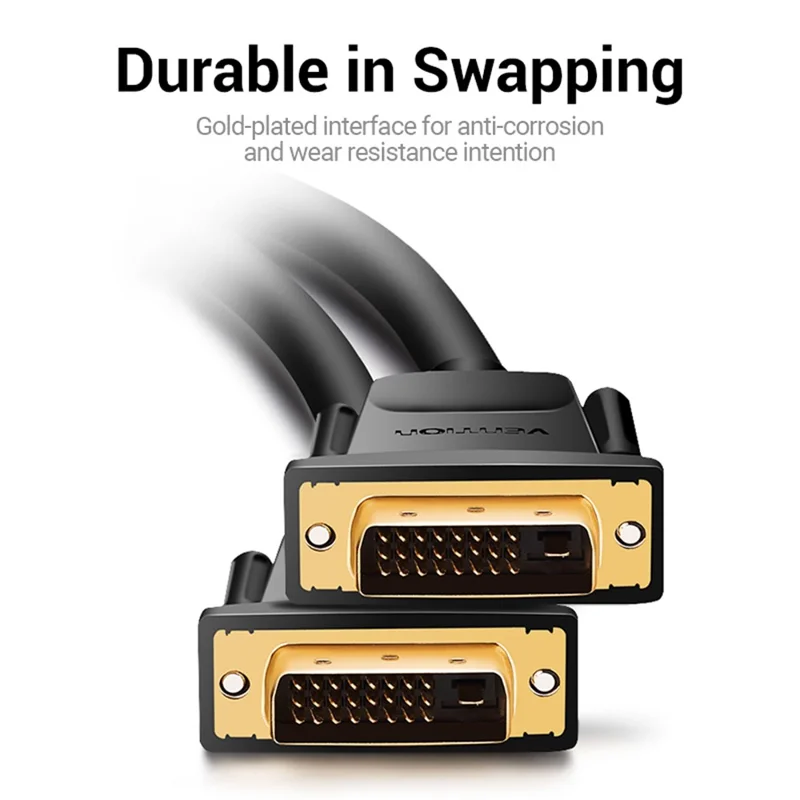 VENTION EAABF 1m 2K 60Hz 24+1 DVI to DVI Kabel, vergoldeter Adapter, männlich zu männlich