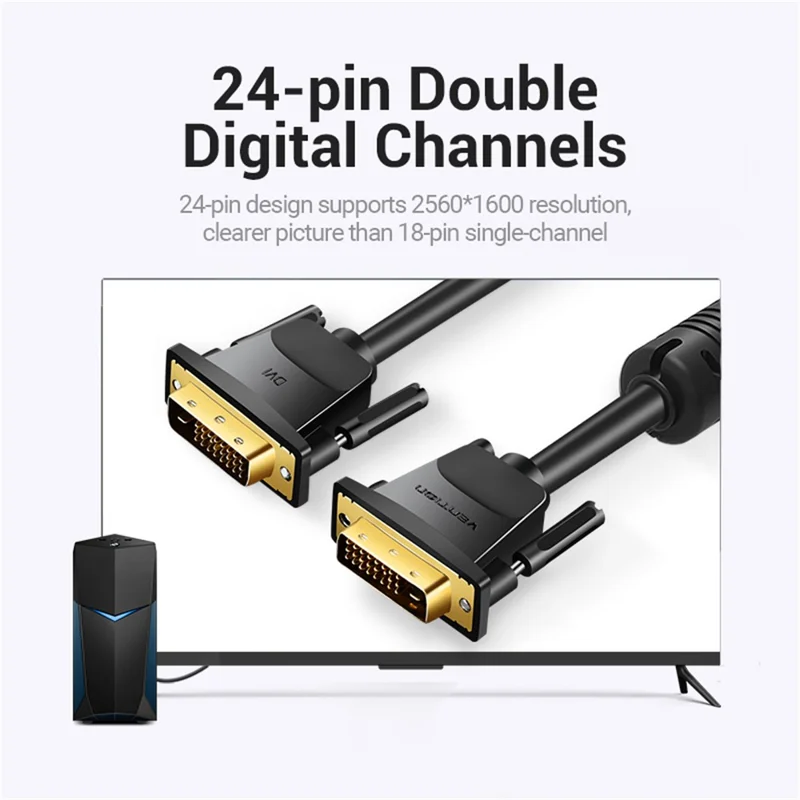 VENTION EAABH 2m 2K 60Hz 24+1 DVI to DVI Wire Male to Male Gold Plated Adapter Cable